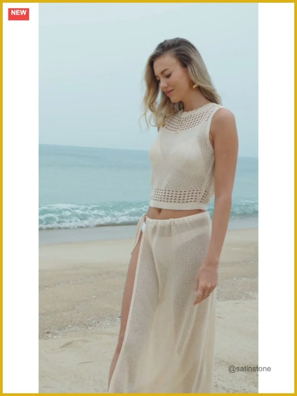2 Piece Crochet Swim Cover Up Set Crop Top Wrap Skirt Boho Beach